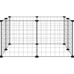 vidaXL Huisdierkooi met 8 panelen, zwart, 70x70x35 cm, staal