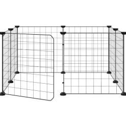 vidaXL Huisdierkooi met 8 panelen en deur, zwart 70x70x35 cm staal