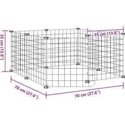 vidaXL Huisdierkooi met 8 panelen en deur, zwart 70x70x35 cm staal
