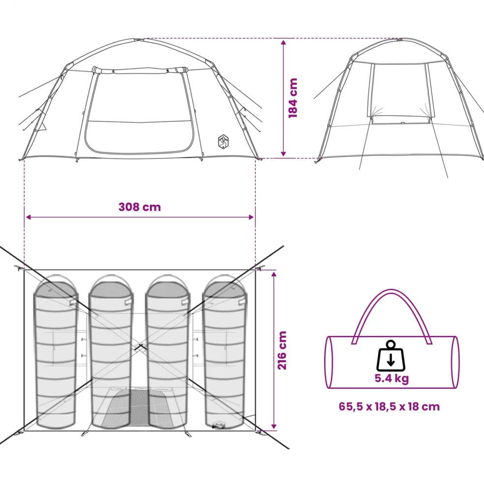 vidaXL Huisje Tent 4-persoons Legergroen Polyester