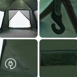 vidaXL Huisje Tent 12-persoons Leger groen Polyester en staal