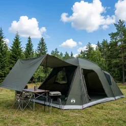 vidaXL Huisje Tent 12-persoons Leger groen Polyester en staal