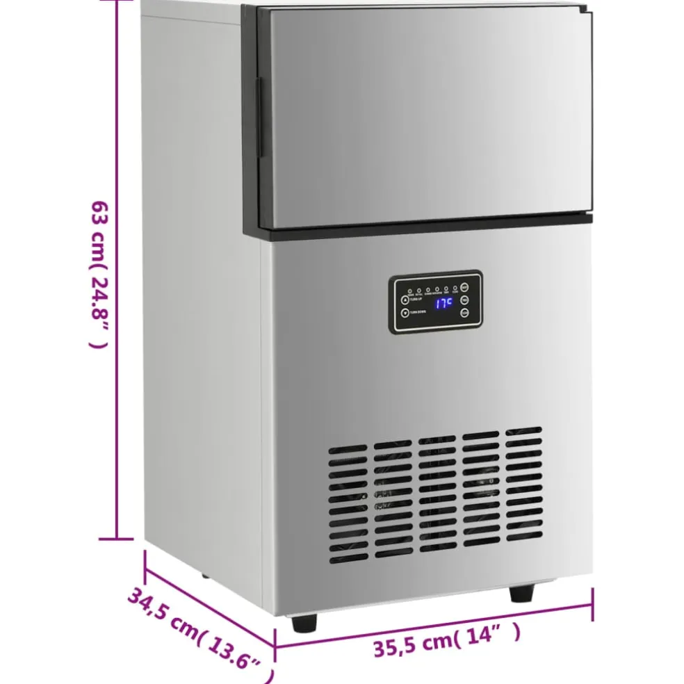 vidaXL IJsblokjesmachine 45 kg / 24 u zilverkleurig