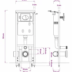 vidaXL Inbouwreservoir voor Hangtoilet 11 L 41x14x(110-125) cm