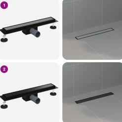 vidaXL 2 in 1 Doucheafvoer Zwart 50 cm Roestvrij staal 304