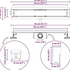 vidaXL 2 in 1 Doucheafvoer Zwart 50 cm Roestvrij staal 304
