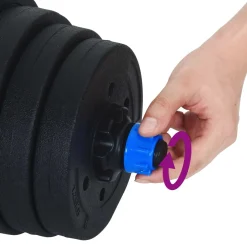 vidaXL 4-in-1 Dumbbell Barbell Kettlebell Set 30 kg Zwart en Blauw