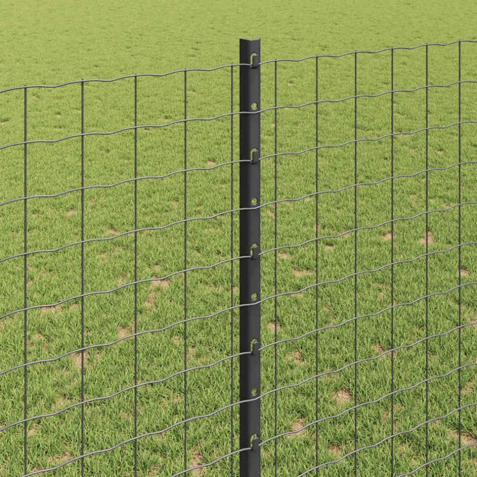 vidaXL ingegraven hekpalen 5 st Grijs 180 cm Gepoedercoat staal