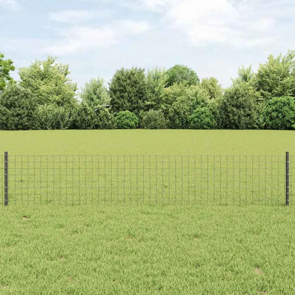 vidaXL ingegraven hekpalen 7 st Grijs Gepoedercoat staal