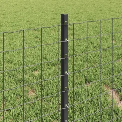 vidaXL ingegraven hekpalen 7 st Grijs Gepoedercoat staal