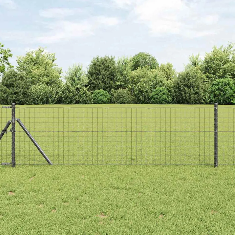 vidaXL ingegraven hekpalen 7 st Grijs Gepoedercoat staal