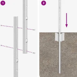 vidaXL ingegraven hekpalen 11 st zilver 140 cm Gepoedercoat staal
