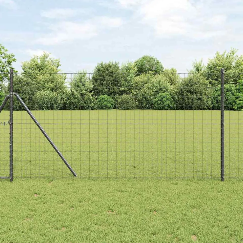 vidaXL ingegraven hekpalen 7 st Grijs Gepoedercoat staal