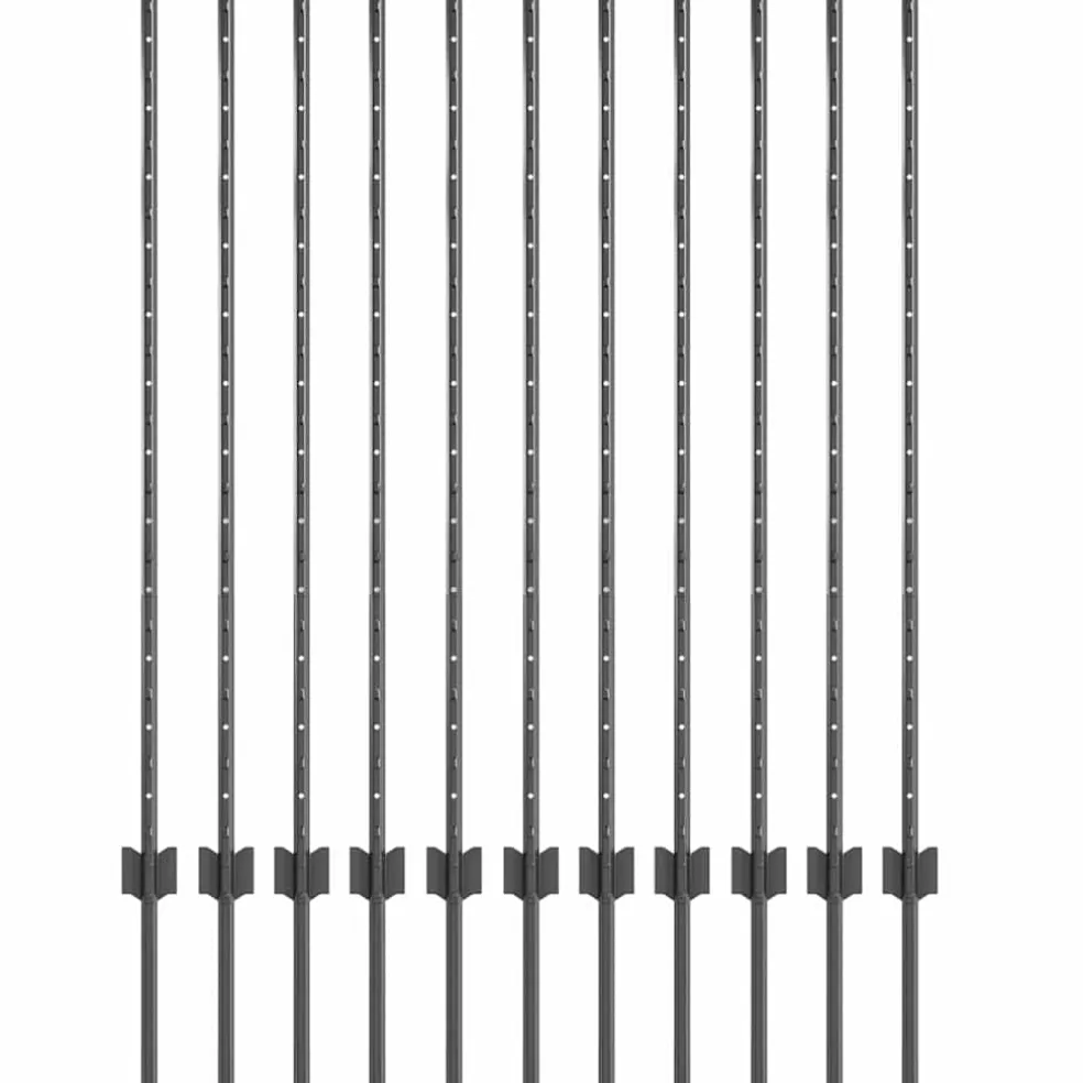 vidaXL ingegraven hekpalen 11 st Grijs 160 cm Gepoedercoat staal