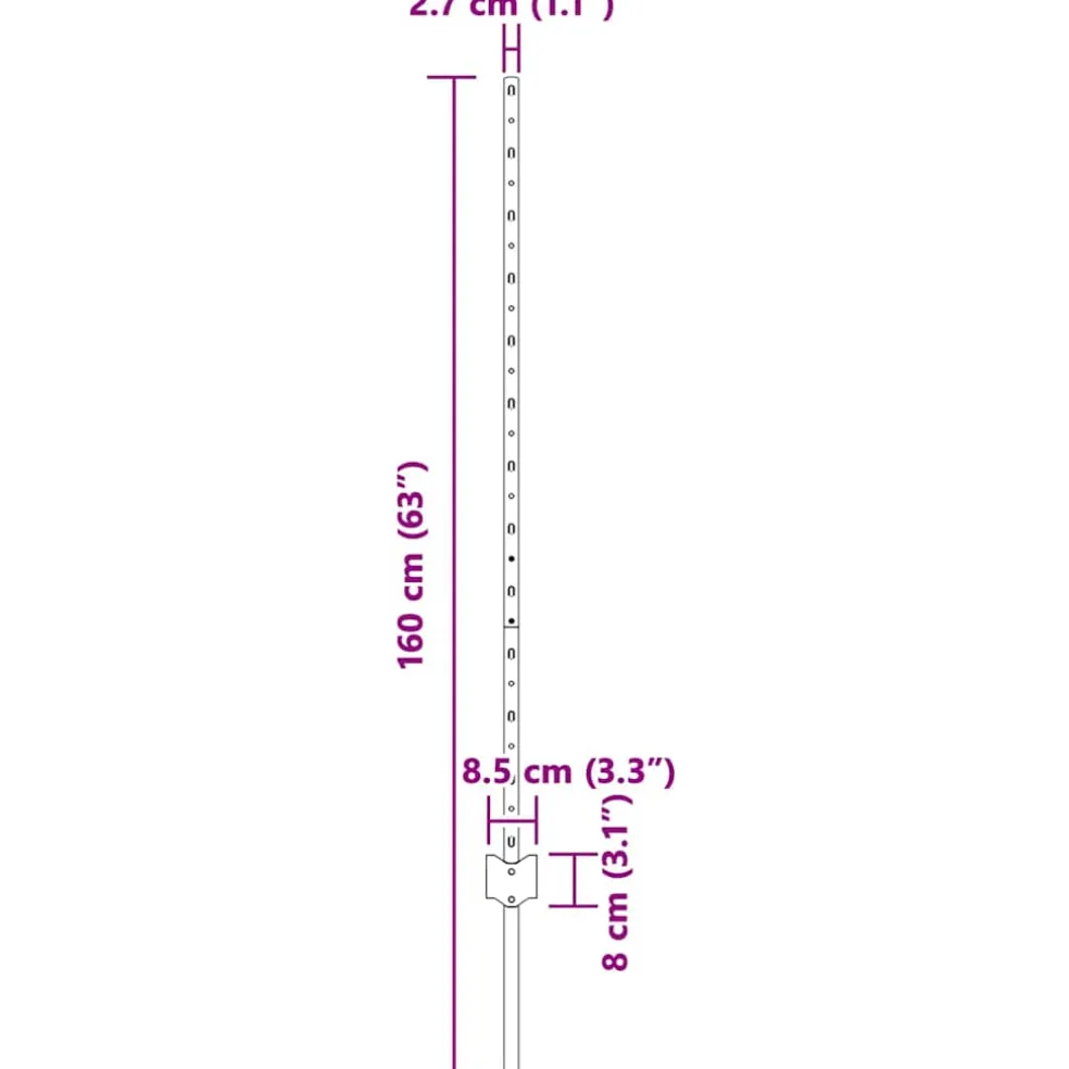 vidaXL ingegraven hekpalen 11 st Grijs 160 cm Gepoedercoat staal