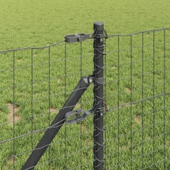 vidaXL ingegraven hekpalen 26 st Grijs Gepoedercoat staal
