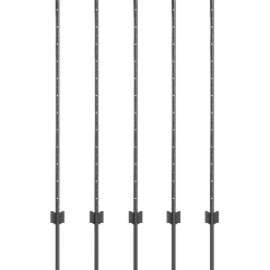 vidaXL ingegraven hekpalen 5 st Grijs 160 cm Gepoedercoat staal