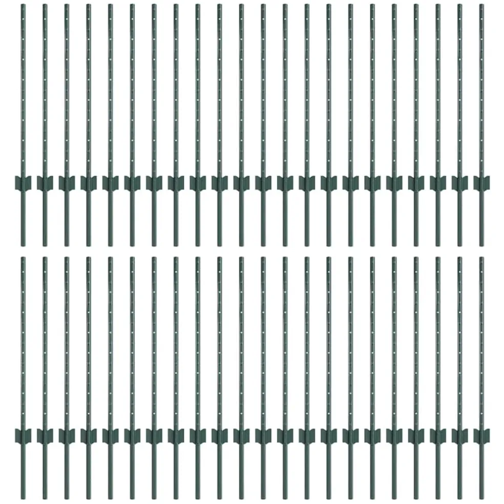 vidaXL ingegraven hekpalen 44 st Groen 120 cm Gepoedercoat staal
