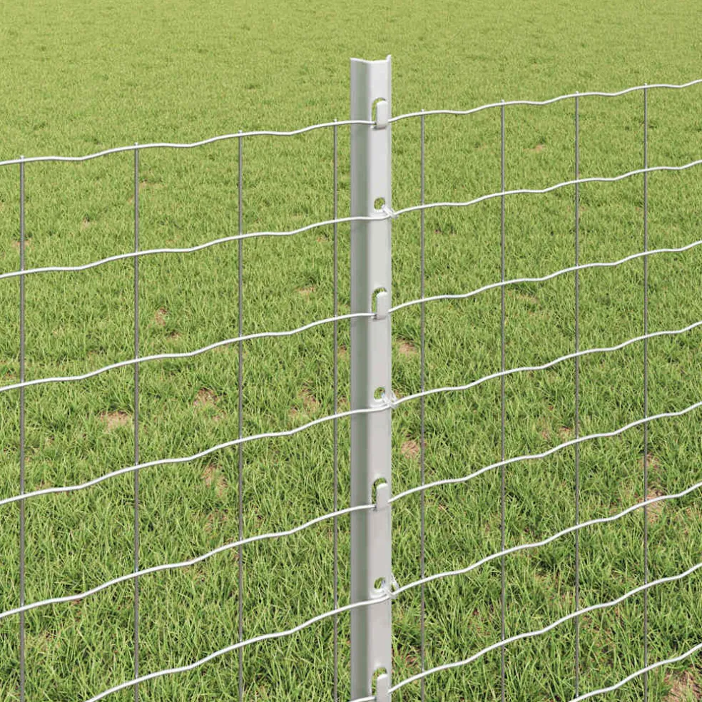 vidaXL ingegraven hekpalen 5 st zilver 120 cm Gepoedercoat staal