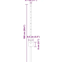 vidaXL ingegraven hekpalen 11 st Grijs 100 cm Gepoedercoat staal