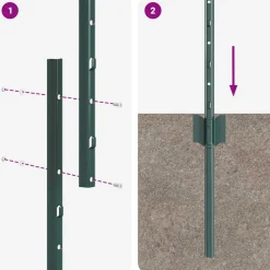 vidaXL ingegraven hekpalen 5 st Groen 160 cm Gepoedercoat staal