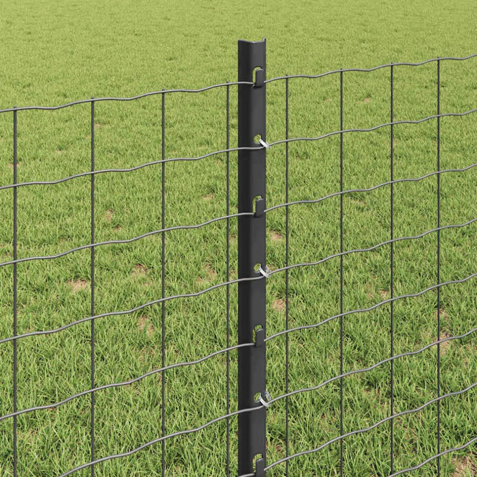 vidaXL ingegraven hekpalen 11 st Grijs 120 cm Gepoedercoat staal
