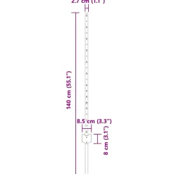 vidaXL ingegraven hekpalen 22 st zilver 140 cm Gepoedercoat staal