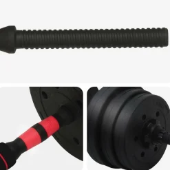 vidaXL 2-in-1 Halter-Barbell Set 20 kg Zwart en Rood