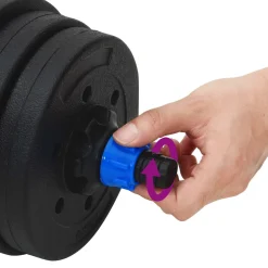 vidaXL 2-in-1 Halter-Barbell Set 20 kg Zwart en Blauw