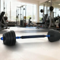 vidaXL 2-in-1 Halter-Barbell Set 30 kg Zwart en Blauw