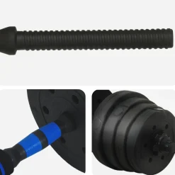 vidaXL 2-in-1 Halter-Barbell Set 30 kg Zwart en Blauw