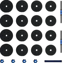 vidaXL 2-in-1 Halter-Barbell Set 30 kg Zwart en Blauw