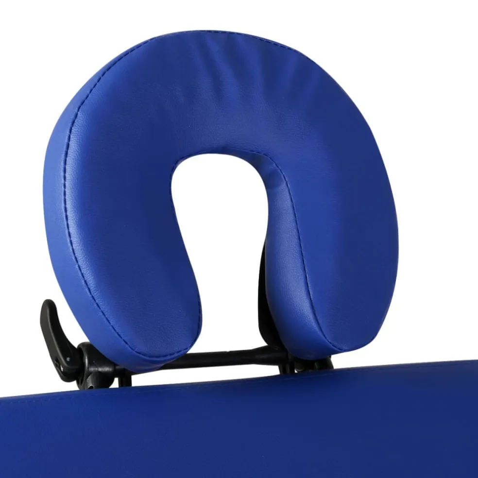 vidaXL Inklapbare massagetafel 2 zones met houten frame (blauw)