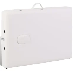 vidaXL Inklapbare massagetafel 3 zones met houten frame (creme)