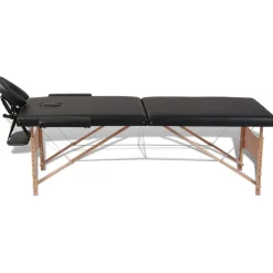 vidaXL Inklapbare massagetafel 2 zones met houten frame (creme)