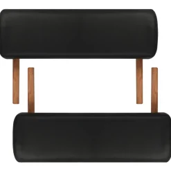 vidaXL Inklapbare massagetafel 2 zones met houten frame (creme)