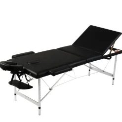 vidaXL Inklapbare massagetafel 3 zones met aluminium frame (zwart)