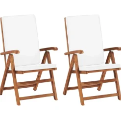 vidaXL Inklapbare stoelen 2 st verstelbaar met kussens crème
