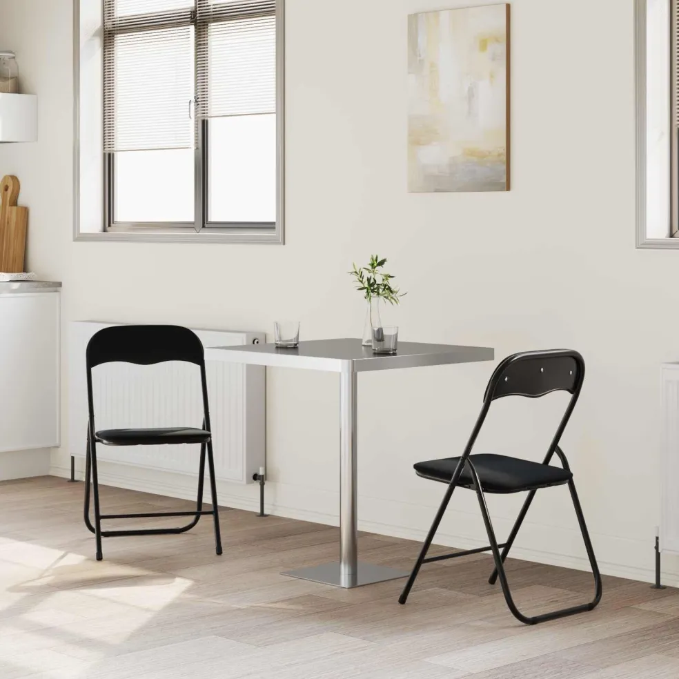 vidaXL Inklapbare stoel 2 st Fluweel Zwart 48 x 44 x 78 cm