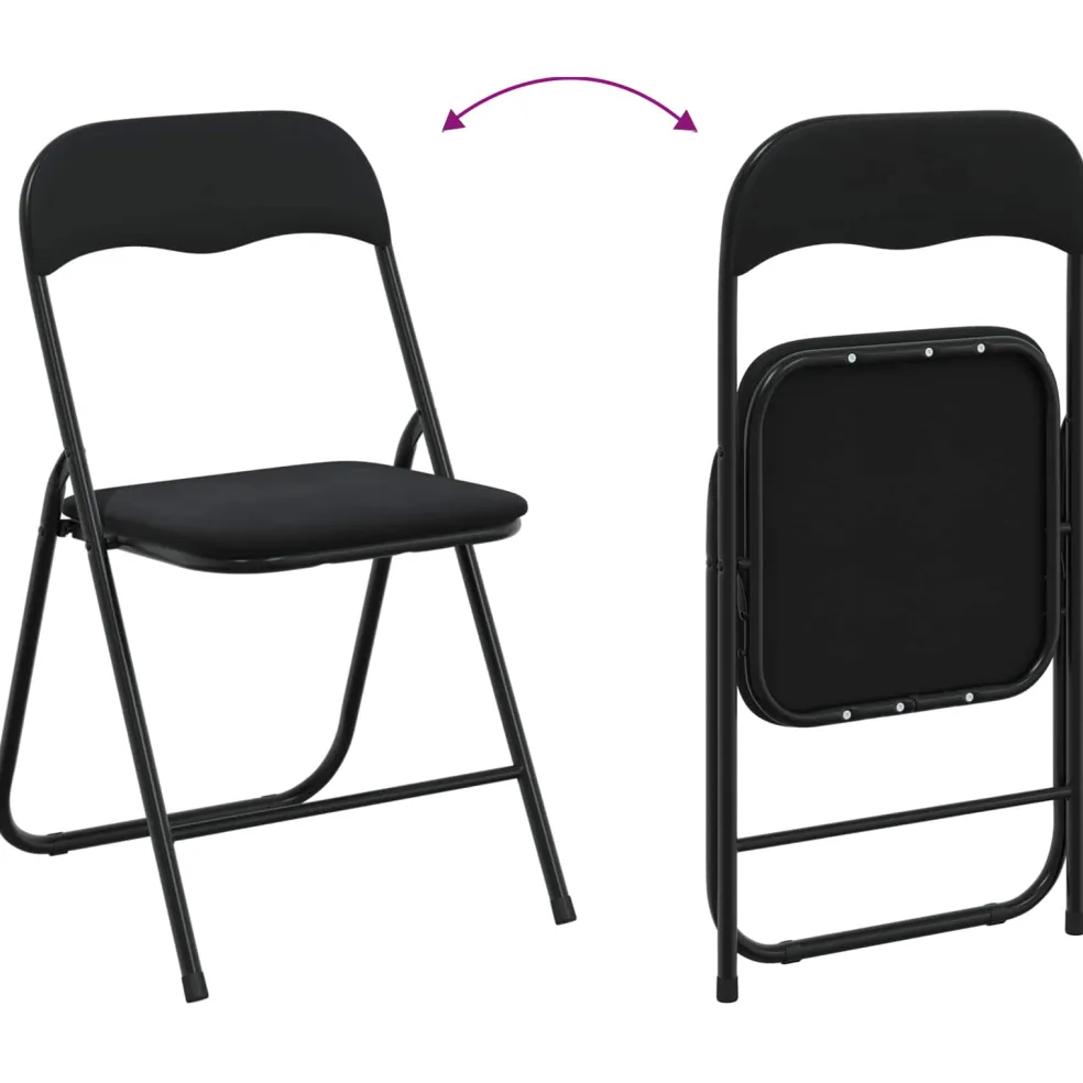 vidaXL Inklapbare stoel 2 st Fluweel Zwart 48 x 44 x 78 cm