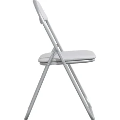 vidaXL Inklapbare stoel 2 st Nep Leer Wit en Grijs 48 x 43,5 x 81 cm