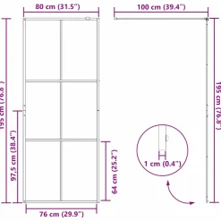 vidaXL Inloop Douche Wand Goud 80 x 195 cm gehard glas