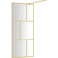 vidaXL Inloopdouchewand transparant 80x195 cm ESG-glas goudkleurig