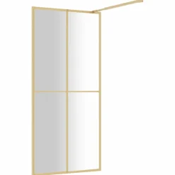 vidaXL Inloopdouchewand transparant 80x195 cm ESG-glas goudkleurig