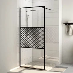 vidaXL Inloopdouchewand 80x195 cm ESG-glas transparant en zwart