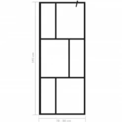 vidaXL Inloopdouchewand 80x195 cm gehard glas zwart