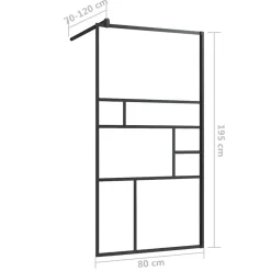 vidaXL Inloopdouchewand 80x195 cm ESG-glas transparant en zwart