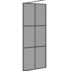 vidaXL Inloop Douche Wand Zwart 80 x 195 cm gehard glas