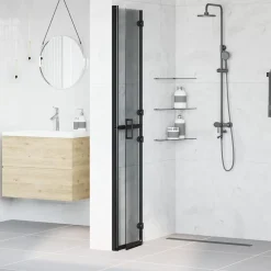 vidaXL Inloopdouchewand Zwart 70 x 6,5 x 190 cm