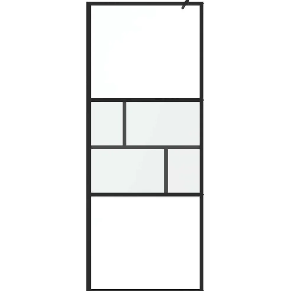 vidaXL Inloop Douche Wand Zwart 80 x 195 x 0,5 cm Glas en Aluminium